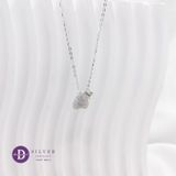  2 Sparkling Bean Heart Silver Necklace - Dây Chuyền Trái Tim Đính Đá Dễ Thương Bạc 925  - Ddreamer 1206DCH 