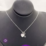  Small Mother Of Pearl Heart & Love Key Silver Necklace - Dây Chuyền Trái Tim Xà Cừ & Chìa Khóa Bạc 925  - Ddreamer 1210DCH 