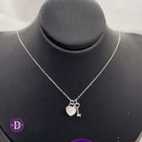  Small Mother Of Pearl Heart & Love Key Silver Necklace - Dây Chuyền Trái Tim Xà Cừ & Chìa Khóa Bạc 925  - Ddreamer 1210DCH 