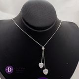  Running White Heart Stone Freesize Silver Necklace - Dây Chuyền Trái Tim Đính Đá Thanh Lịch Bạc 925  - Ddreamer 1205DCH 