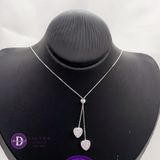  Running White Heart Stone Freesize Silver Necklace - Dây Chuyền Trái Tim Đính Đá Thanh Lịch Bạc 925  - Ddreamer 1205DCH 