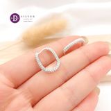  Premium Sparkling U Line Silver Hoops - Bông Tai Khoen Oval Đính Full Đá CZ - - (Size 18mmx14mm)Ddreamer 3038BTK 