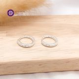  Double Line 6 CZ Stone Silver Hoops - Bông Tai Khoen Đính Đá CZ Minimal - Size 11mm Ddreamer 3055BTK 