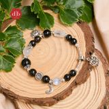  Vòng Đá Lu Thống Ưu Linh Trắng - Đá Moon/Thạch Anh Tóc Đen Phối Charm Bạc 925 Phù Hợp Mệnh Thủy - Mộc 