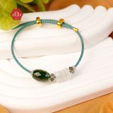  Vòng tay dây cứng đá Ngũ Điếu Moonstone & Lu Thống Phật Ngọc Vát mix Charm Bạc 925 - Gemstone Bracelets Ddreamer 