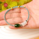  Vòng tay dây cứng đá Ngũ Điếu Moonstone & Lu Thống Phật Ngọc Vát mix Charm Bạc 925 - Gemstone Bracelets Ddreamer 