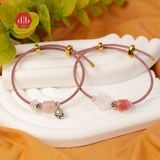  Vòng tay dây cứng đá Lu Thống Đào Hoa & Hồ Ly Moonstone mix Charm Bạc 925 - Gemstone Bracelets Ddreamer 