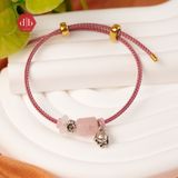  Vòng tay dây cứng đá Lu Thống Thạch Anh Hồng mix Charm Bạc 925 - Gemstone Bracelets Ddreamer 