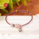  Vòng tay dây cứng đá Lu Thống Thạch Anh Hồng mix Charm Bạc 925 - Gemstone Bracelets Ddreamer 