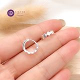  Lucky Flower Band Silver Hoops - Bông Tai Khoen Cỏ 4 Lá Đính Đá Bản Dày - Size 13mm Ddreamer 3040BTK 