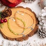  Peridot Stone Snowflake Bracelets - Vòng Tay Đá Peridot Vát Mix Charm Snowflake- Quà Tặng Giáng Sinh Ddreamer 