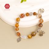  Vòng Tay Đá Thạch Anh Tóc Nâu Đỏ &  Lu Thống Moon Sstone  - Vòng Tay Đá Phong Thủy Mix Charm Bạc 925 Ddreamer 