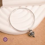  Lucky Cat Silver 925 Round Band Bangle - Kiềng Bạc 925 Charm Mèo Thần Tài May Mắn - Kiềng Basic Tròn 