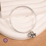  Money Lucky Cat Silver 925 Round Band Bangle - Kiềng Bạc 925 Charm Mèo Thần Tài May Mắn - Kiềng Basic Tròn 