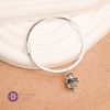 Lucky Cat Silver 925 Round Band Bangle - Kiềng Bạc 925 Charm Mèo Thần Tài May Mắn - Kiềng Trơn Bản Vuông