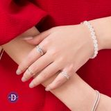  Premium Diamond Button Line Silver Bracelet - Vòng Tay Đá Halo Tròn - Viên Chủ 4li 5li - P1024VTH 