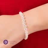  Premium Diamond Button Line Silver Bracelet - Vòng Tay Đá Halo Tròn - Viên Chủ 4li 5li - P1024VTH 