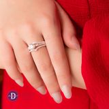  Nhẫn Bộ 3 Chiếc Bạc 925 - Nhẫn Premium Đá Chủ 7li 5 Chấu & 2 Nhẫn Line Đá - Silver 925 Ring Set - P2618NH Ddreamer 