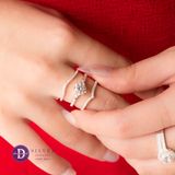  Nhẫn Bộ 3 Chiếc Bạc 925 - Nhẫn Premium Đá Chủ 7li 5 Chấu & 2 Nhẫn Line Đá - Silver 925 Ring Set - P2618NH Ddreamer 