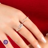  Nhẫn Bộ 3 Chiếc Bạc 925 - Nhẫn Premium Đá Chủ 7li 5 Chấu & 2 Nhẫn Line Đá - Silver 925 Ring Set - P2618NH Ddreamer 