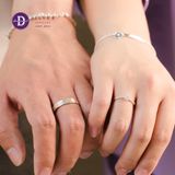  Couple Rings - Nhẫn Cặp Princess 1 Viên Đá CZ 4.5li  & Bản Nhám 4mm - 2620NH 1920NT 