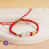  Vòng Thắt Charm Tỳ Hưu Chiêu Tài Lộc & Đá Thạch Anh Tóc Vàng Cho Mệnh Kim - Tỳ Hưu Bạc 925 Xi Vàng - Vòng Thắt Thủ Công Phong Thuỷ 