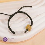  Vòng Thắt Đá Thạch Anh Tóc Vàng Cỏ 4 Lá & Đồng Điếu Moon Stone Đá Ánh Trăng - Handmade Bracelet 
