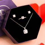  Jewelry Gift Set - Bộ Trang Sức Ổ Hoa Vuông Line Đính Đá CZ Trẻ Trung, Nữ Tính -  Square line CZ Gift Set 