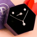  Jewelry Gift Set - Bộ Trang Sức Ổ Hoa Tròn Line Đính Đá CZ Trẻ Trung, Nữ Tính -  Button line CZ Gift Set 