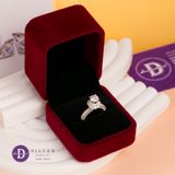  Nhẫn Nữ Đá Moissanite 6li Bạc 925 Cao Cấp Xi Kim - Nhẫn Moissanite Ổ Đá Vuông 2 Line Đá Halo Đai Đá Baguette Moissanite MR015 