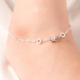  Premium Sparkling Tube Silver Anklet Bracelet - Lắc Chân Premium Ống Trụ Đính Đá - Lắc Chân Bạc 925 539LCH 