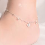  Heart Silver Anklet Bracelet - Lắc Chân Xích Trái Tim Đính Đá - Lắc Chân Bạc 925 533LCH 