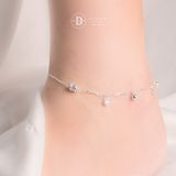  Baguette Stone Tube Silver Anklet Bracelet - Lắc Chân Ống Trụ & Đá Rơi Tòn Ten - Lắc Chân Bạc 925 537LCH 