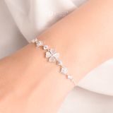  Lucky Flower Freesize Adjustable Bracelet - Lắc Tay Dây Rút Freesize Bạc 925 Cỏ 4 Lá May Mắn 1316VTH 