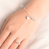  Heart Stone Oval Chain Silver Bracelet - Lắc Tay Bạc 925 Trái Tim Đính Đá Cá Tính 1315VTH 