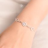  Sunflower Freesize Adjustable Bracelet - Lắc Tay Dây Rút Freesize Bạc 925 Hoa Hướng Dương & 2 Mặt Tròn Đính Đá 1314VTH 