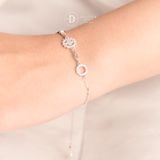  Sunflower Freesize Adjustable Bracelet - Lắc Tay Dây Rút Freesize Bạc 925 Hoa Hướng Dương & 2 Mặt Tròn Đính Đá 1314VTH 