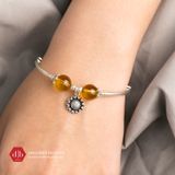  Vòng Tay 2 Viên Đá Citrine &  Charm Hoa Hướng Dương - Vòng Tay Đá Phong Thủy Mix Charm Bạc 925 Ddreamer 