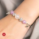  Vòng Tay Đá Thạch Anh Tím & Moon Stone  - Vòng Tay Đá Phong Thủy Mix Charm Bạc 925 Ddreamer 