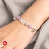  Vòng Tay Đá Thạch Anh Tím & Moon Stone  - Vòng Tay Đá Phong Thủy Mix Charm Bạc 925 Ddreamer 