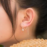  Brush Cube Long Silver Earring - Hoa Tai Bạc 925 Xỏ Dài Kiểu Khối Hộp Nhám Tòn Ten - 3113BTH - Ddreamer 