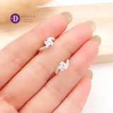  Heart CZ Stone Silver Hoops  - Bông Tai Khoen Trái Tim Đính 1 Line Đá CZ - Size 12mm Ddreamer 3060BTK 