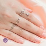  Nhẫn Trái Tim Đính Đá Giọt Nước Nữ Tính - Nhẫn Tặng Bạn Gái Dịp Valentine - Heart Falling Teardrop Silver Ring 2062NH 