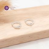  Silver Hoops With 3mm CZ Stone - Bông Tai Khoen Tròn Đính 1 Viên Đá CZ 3li - Size 11mm Ddreamer 3051BTK 