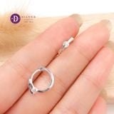  Silver Hoops With 3mm CZ Stone - Bông Tai Khoen Tròn Đính 1 Viên Đá CZ 3li - Size 11mm Ddreamer 3051BTK 