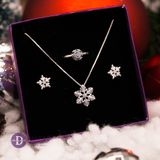 Snowflake Christmas Gift Jewelry Set - Bộ Trang Sức Hoa Tuyết Trơn Nhám- Quà Tặng Giáng Sinh 