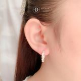  Premium Sparkling Twist Line Silver Hoops - Bông Tai Khoen Xoắn Dày Đính Đá CZ - Size 18mm Ddreamer P3044BTK 