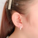  Premium Baguette Stone Line Silver Hoops - Bông Tai Khoen Bản Dày Đính Đá Baguette - Size 16mm Ddreamer P3056BTK 