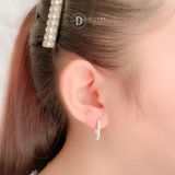  Premium Sparkling U Line Silver Hoops - Bông Tai Khoen Oval Đính Full Đá CZ - - (Size 18mmx14mm)Ddreamer 3038BTK 