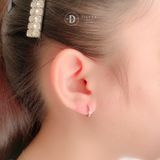  Silver Hoops With 3mm CZ Stone - Bông Tai Khoen Tròn Đính 1 Viên Đá CZ 3li - Size 11mm Ddreamer 3051BTK 